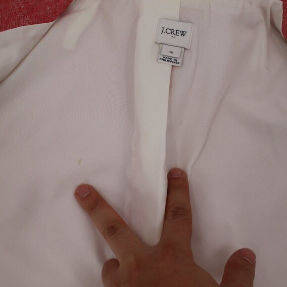 J crew Blazer Women's 12 Linen Cotton Blend Two Button Schoolboy Blazer pink - Picture 11 of 14